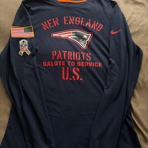 Nike Dri fit Navy and Red New England Patriots Salute to Service Shirt